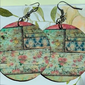 Handmade Wooden Vintage Floral Boho Earrings